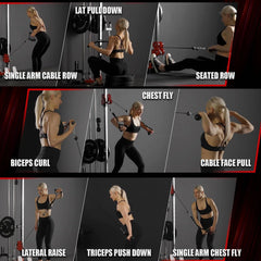 Cable Crossover Machine, Lat Pull down Machine, Wall Mounted Pulley Tower Functional Trainer with Adjustable 26 Positions Dual Pulley System, Lat Pulldown Cable Training for Home Gym Fitness
