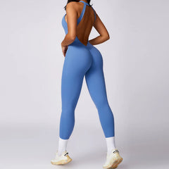 Fitness Backless Bodysuit Women Gym Jumpsuit Woman Quick-Dry Yoga Clothes Short Workout Rompers Sports One-Piece Suit