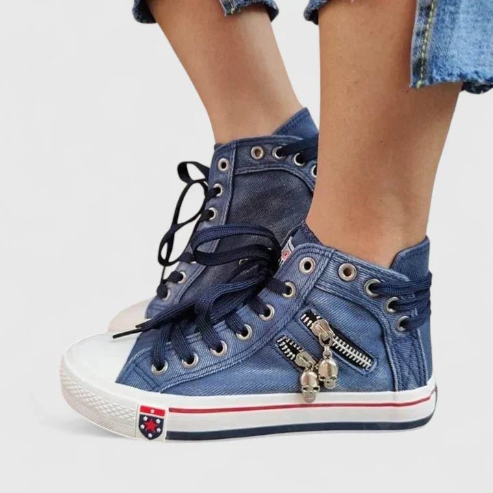 Women's Denim High-Top Trainers