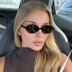 Trendy Small Frame Sun Glasses Women Men Oval Sunglasses Female Cool Black Colors Mirror Designer Brand Fashion