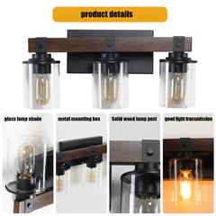 3-Lights Farmhouse Vanity Lights Fixture Rustic Bathroom Light Fixture Bathroom Sconce (Without Bulbs)