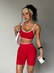 Summer High Waist Lift Hip Breathable Yoga Suit Women'S Running Exercise Fitness Training Two-Piece Set