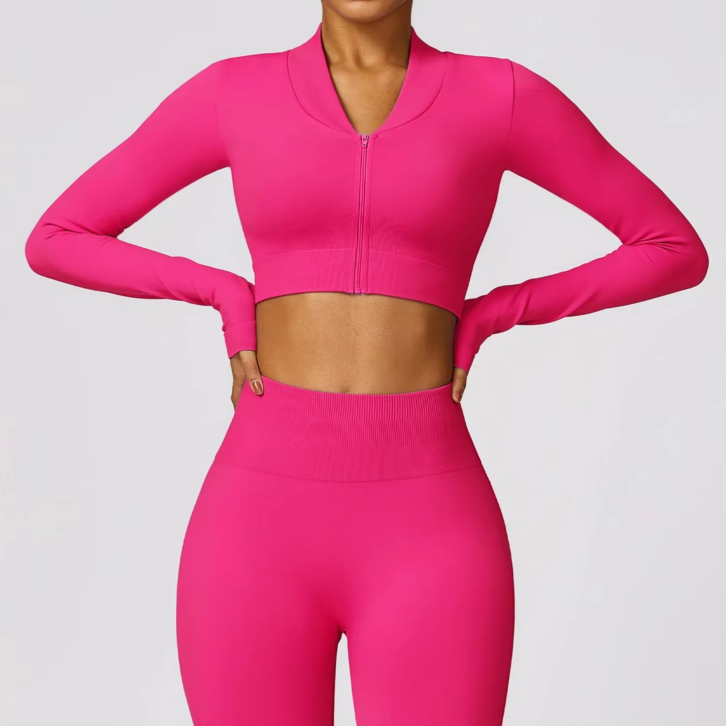 Tight Seamless Sport Jacket Women Zipper Yoga Coat Clothes Quick Dry Long Sleeve Fitness Suit Gym Workout Running Sportwear