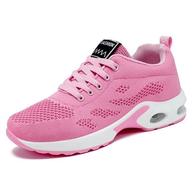 Women's Air-Cushion Running Lace-Up Platform Trainers - Rosa