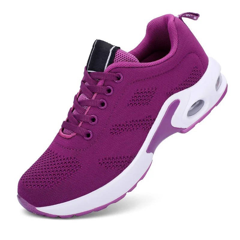 Women's Air Cushion Knit Lace-Up Platform Trainers