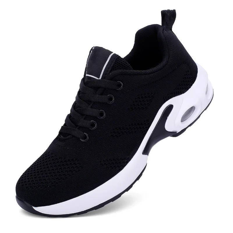 Women's Air Cushion Knit Lace-Up Platform Trainers