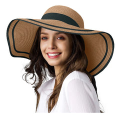 Women'S Big Brimmed Hat Outdoors Seaside Sunshade Straw Weaving Sun Hats, Sun Hats for Women Wide Brim, Sun Hats UV Protection