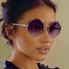 Vintage Steampunk Polygon Sunglasses Women 2025 Luxury Brand Classic Hexagon Sun Glasses Trendy Driving Shades for Ladies UV400