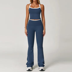Women'S Clothes 2 Pieces Workout Tracksuit Yoga Set Sportswear Gym Clothing High Waist Bell-Bottoms Sexy Fitness Bta Sports Suit