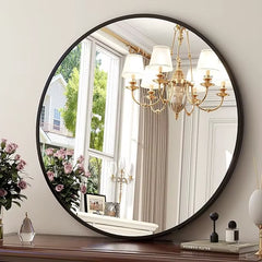 30 Inch round Wall Mirror Bathroom Mirror with Metal Frame Modern Hanging Mirror for Entryway, Bathroom, Vanity, Living Room, St