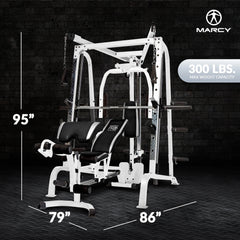 Pro Smith Cage Workout Machine Total Body Training Gym System, White