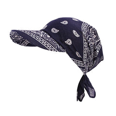 New Women Cotton Paisley Head Scarf Visor Hat with Wide Brim Sunhat Summer Beach UV Protection Sun Hats Adjustable Baseball Cap