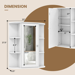Bathroom Wall Medicine Cabinet with Mirror Door Removable and Adjustable Shelves