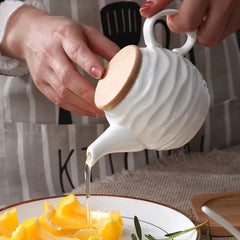 Ceramic Spice Jar Set-  Sugar Bowl Coffee Accessories With Bamboo Lid and Tray.