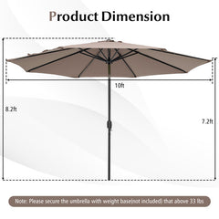 10 Feet Outdoor Patio Umbrella with Tilt Adjustment and Crank