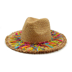 Summer Straw Hat Pearl Pin Women'S Summer Seaside Sunshade Hollow Groove Flat Top Straw Hat Sombrero 여성모자