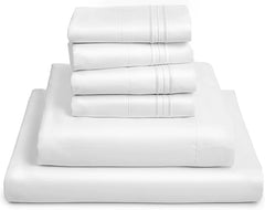 Queen Size Bed - 6 Piece Iconic Collection Bedding Sheets & Pillowcases - Hotel Luxury, Soft, Cooling Bed Sheets