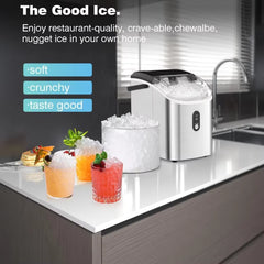 Countertop,Crushed Ice Maker with Chewable Ice,Fast Ice Making 35Lbs/Day, Self Cleaning Countertop Ice Ma