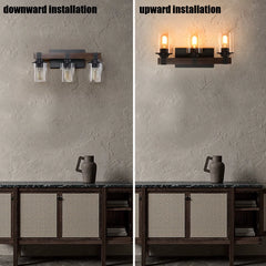 3-Lights Farmhouse Vanity Lights Fixture Rustic Bathroom Light Fixture Bathroom Sconce (Without Bulbs)