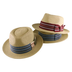 2025 New Fedora Straw Hat with Wide Striped Band, Woven Sun Hat for Men Women