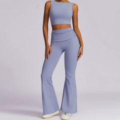 2025 New Yoga Set 2Pcs Seamless Woman Sportswear Sport Outfit High Waist Leggings Set Top Vest Female Vest Gym Fitness Clothing