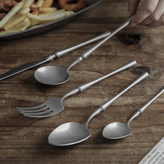 Retro Scrub Stainless Steel Flatware Cutlery Set Knife Fork Spoon Dessert