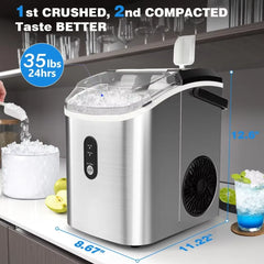Countertop,Crushed Ice Maker with Chewable Ice,Fast Ice Making 35Lbs/Day, Self Cleaning Countertop Ice Ma