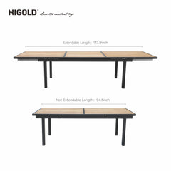 HIGOLD Heck 12+1 Pieces FSC Teak Aluminum Outdoor Dining Set, Charcoal Black