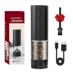 Electric Pepper Grinder Stainless Steel Salt and Pepper Grinder USB Rechargeable Adjustable Coarseness Spice Mill Kitchen Tool