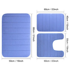 3Pc Sets Bath Mats Non Slip Memory Foam Bathroom Soft Rugs Water Absorption Dry Fast Bath Mat Machine Washable for Home Floor