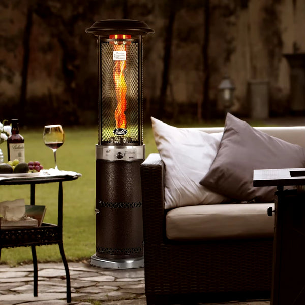 Propane Patio Heater, Stainless Steel Standing, 36,000 Btus Portable Commercial Outdoor Gas Patio Heater with Glass