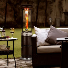 Propane Patio Heater, Stainless Steel Standing, 36,000 Btus Portable Commercial Outdoor Gas Patio Heater with Glass