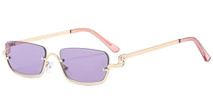 Fashionable Metal Lower Half Frame Square Sunglasses Luxury Men and Women Travel Sunglasses Retro Personality Driving Sunglasses
