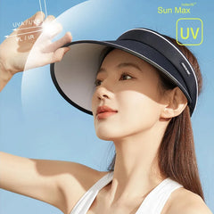 Stylish Summer Empty Top Sun Hat Wide Brim Visor Hat Women Portable Outdoor Sports Beach Cycling Uv Protection Sunshade Hat