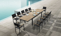 HIGOLD Heck 12+1 Pieces FSC Teak Aluminum Outdoor Dining Set, Charcoal Black