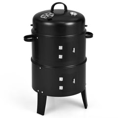 3-In-1 Charcoal BBQ Grill Cambo with Built-In Thermometer