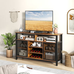 55-Inch Buffet Sideboard with 8-Bottle Wine Racks and Wine Glass Holders