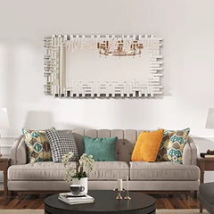 Large Grecian Venetian Mirror Hotel Home Vanity 24.8" X 47.3" Rectangle Reflection Silver Clear Glass Handcrafted Wall