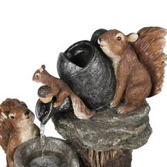 Solar Animal Garden Statue Ornaments with LED Lights Creative Resin Squirrel Duck Fountain Statues Figurines Garden Lawn Decor