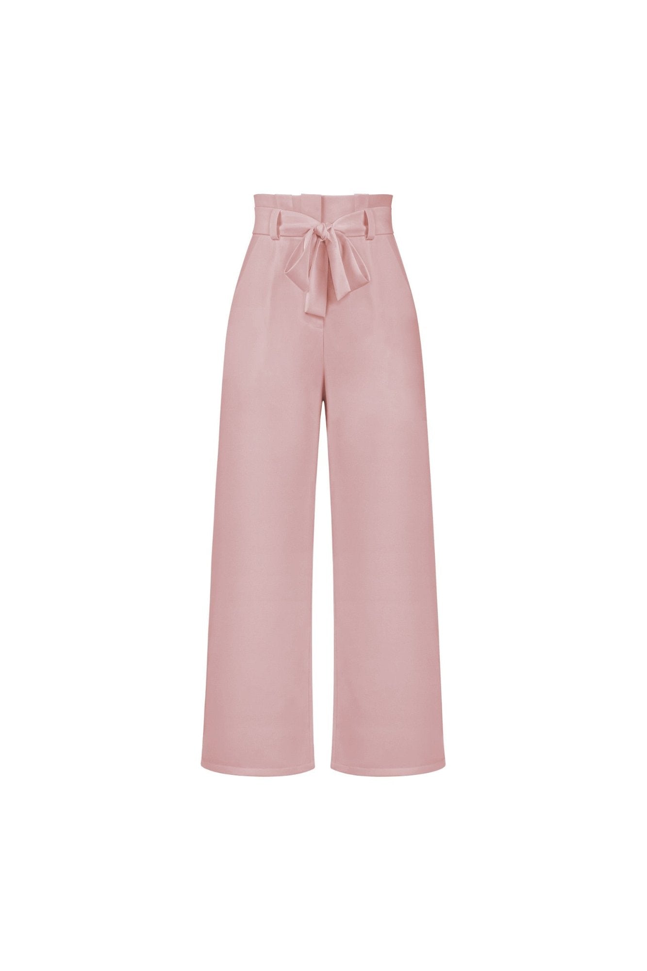 Women's High-Waisted Pleated Wide-Leg Trousers - Pink
