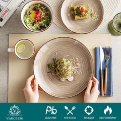 Series Bella Dinnerware 16-Pieces Creme-I Porcelain Crockery in Vintage Look (Service Set for 4)
