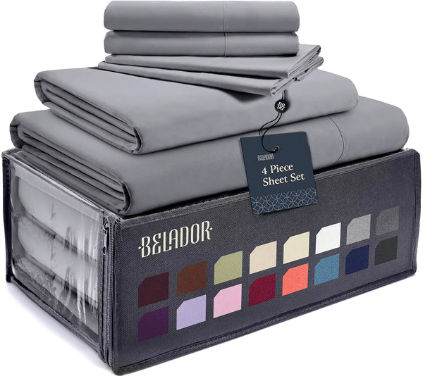 Luxury 6 Piece Bed Sheets for Queen Size Bed, with Elastic, Breathable Hotel Sheets & Pillowcase Set, Wrinkle Free