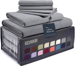 Luxury 6 Piece Bed Sheets for Queen Size Bed, with Elastic, Breathable Hotel Sheets & Pillowcase Set, Wrinkle Free