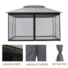 13 Ft. W X 10 Ft. D Steel Patio Gazebo with Netting (Tool Free Quick Assembly)