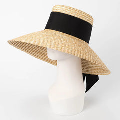 Summer Straw Hat Pearl Pin Women'S Summer Seaside Sunshade Hollow Groove Flat Top Straw Hat Sombrero 여성모자