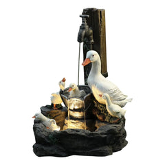 Solar Animal Garden Statue Ornaments with LED Lights Creative Resin Squirrel Duck Fountain Statues Figurines Garden Lawn Decor