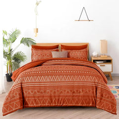Comforter Set King Size,7 Pieces Bed in a Bag Grey White Comforter Geometric Bohemian Complete Bedding Set with Sheet