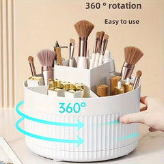 360 Rotating Makeup Desktop Cosmetic Storage Box Organizer Large Capacity for Bathroom Portable Lipstick Makeup Brush Pen Holder