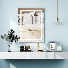 32 Inch X 24 Inch Bathroom Anti-Fog Wall Mirror with Colorful Light