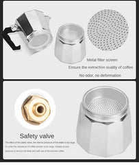 Mocha Coffee Pot-Italian Aluminum Octagonal Shap-Coffee-Tea Maker